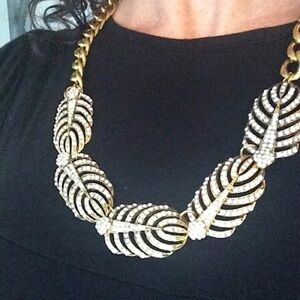 Gold Vintage Style Crystal Necklace #164